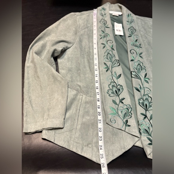 Draper’s & Damon’s Floral Embroidered suede feel Women's Blazer in Spruce M NWT - Picture 11 of 12